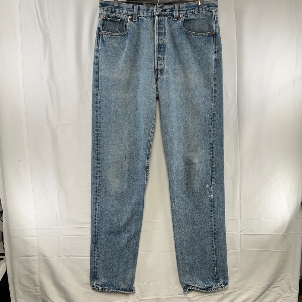 Levi's 501 Jeans Mens 36x36 (fit 34x35) Light Wash Distressed VTG 90s Made USA